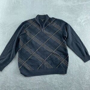 Tagio Mens Argyle Quarter-Zip Sweater L  Merino Wool blend 1884
